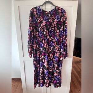NWT womens floral print long sleeve dress 1X